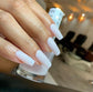White Bunny DND DC Gel Duo nail polish and lacquer set, featuring a sleek white gel color and glossy finish.
