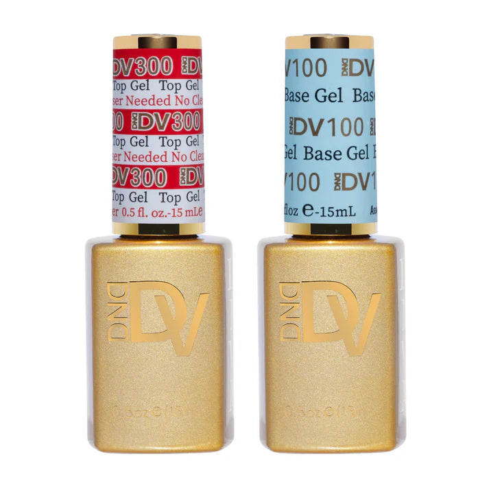 DND Diva Duo gel nail polish base and top coat set, no cleanse needed, featuring glossy finish and professional quality.