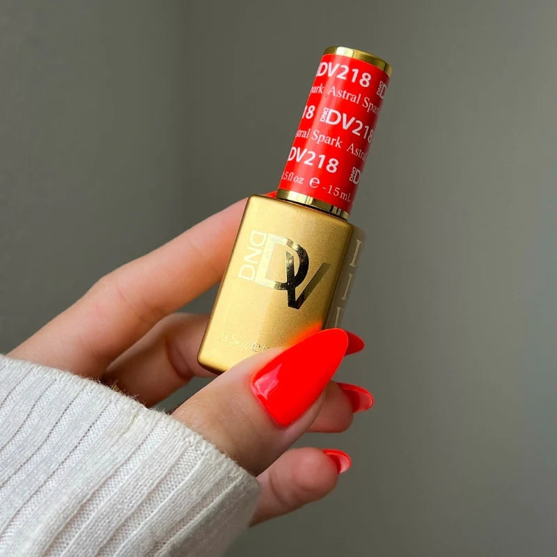DND Diva Duo Gel & Polish in Astral Spark 218, featuring shimmering gel nail polish and lacquer with a sparkling finish.