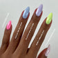DND Diva Duo Gel & Polish in Classic Waltz 128 showing gel nail polish and lacquer bottles with colorful swatches