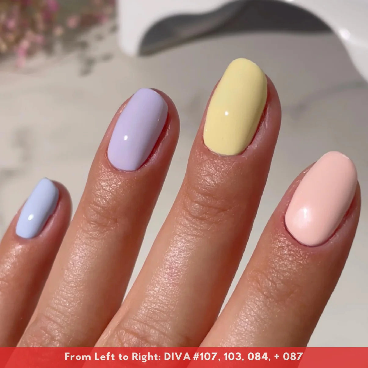 DND Diva Duo Gel & Polish in Dandelion shade, featuring gel nail polish and lacquer bottles with colorful nail art design.