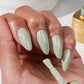 DND Diva Duo Gel & Polish in Foggy Fern 277 featuring a vibrant green gel nail polish and lacquer with a glossy finish.