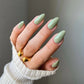 DND Diva Duo Gel & Polish in Foggy Fern 277, showing a close-up of the gel nail polish and lacquer bottle with green fern design.