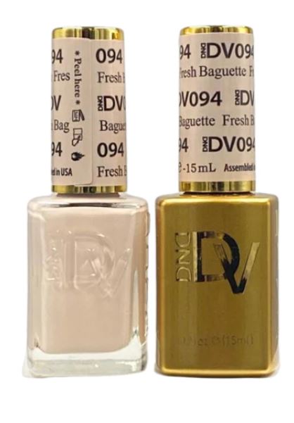 DND Diva Duo Gel & Polish in Fresh Baguette 094, featuring a vibrant gel nail polish and lacquer set with a bright, fresh color.
