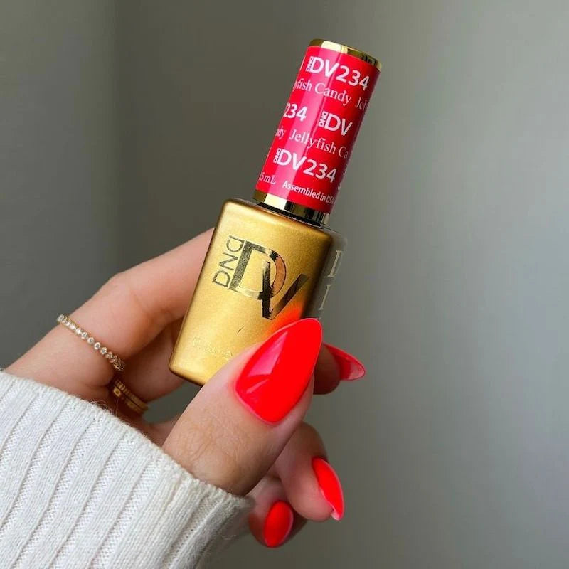 DND Diva Duo Gel & Polish in Jellyfish Candy 234, featuring glossy gel nail polish and lacquer for vibrant, shiny nails.