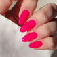 DND Diva Duo Gel & Polish Juicy Cowgirl 229 with vibrant pink gel nail polish and lacquer finish, glossy and smooth.