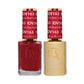 DND Diva Duo Gel & Polish in Left Him On Red 163, vibrant red gel nail polish and lacquer set, styled on neatly manicured nails