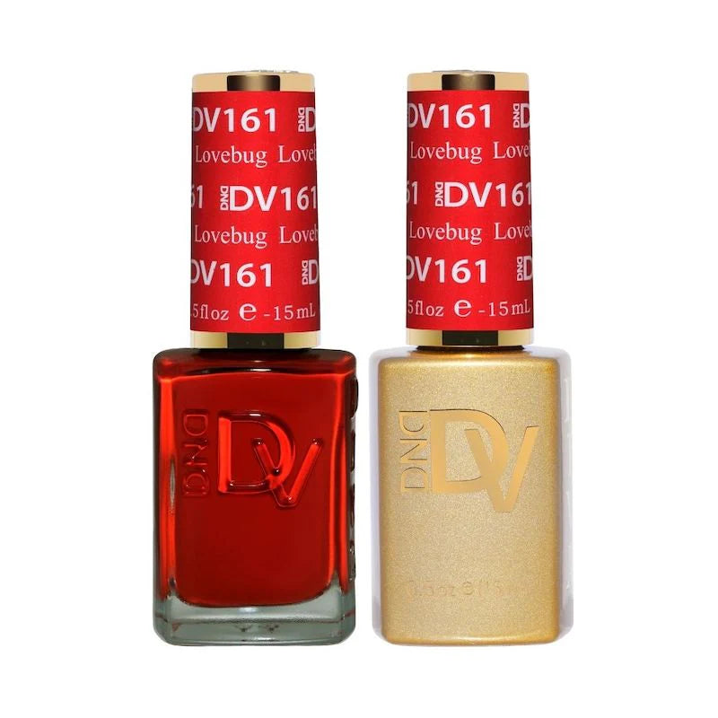 DND Diva Duo Gel & Polish in Lovebug 161 featuring a vibrant gel nail polish and matching lacquer for stylish nails.