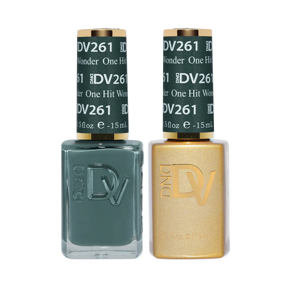 DND Diva Duo Gel and Polish in One Hit Wonder 261, featuring a stylish gel nail polish and lacquer set with vibrant color.