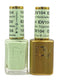 DND Diva Duo Gel and Polish in Peppermint Marshmallow 104, showing a bottle of gel nail polish and lacquer with mint green and white shades.