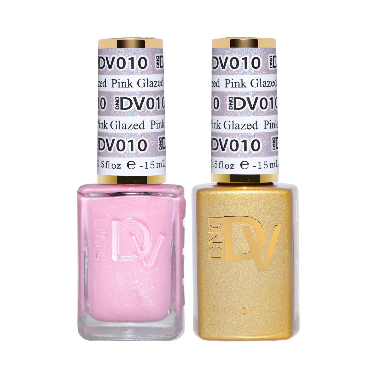 DND Diva Duo Gel & Polish in Pink Glazed 010, featuring a glossy pink nail gel and lacquer set for stylish manicures.