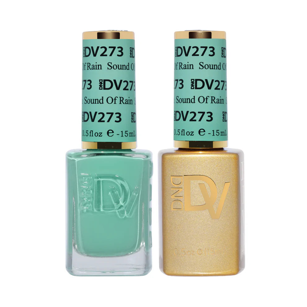 DND Diva Duo Gel and Polish in Sound of Rain 273, featuring a shiny gel nail polish and matching lacquer in a rain-inspired shade.