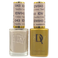 DND Diva Duo Gel & Polish in Vanilla Creme 043, showing a bottle of gel nail polish and lacquer with creamy vanilla color.