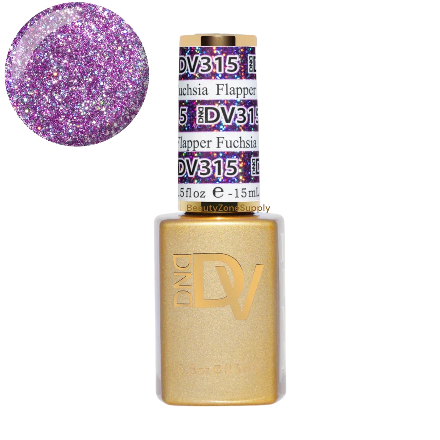 DND Diva Gel Polish in Flapper Fuchsia, 0.5 oz, vibrant pink gel nail polish with glossy finish, by DND.