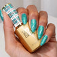 DND Diva Gel High Note 318 clear gel nail polish swatch showcasing glossy, vibrant pink color on a nail.
