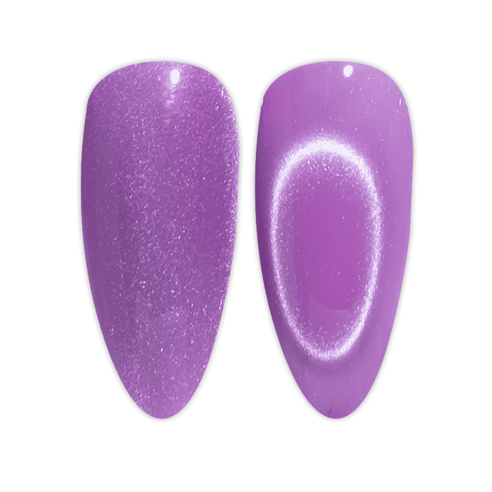 DND Diva 9D Cat Eye Gel Polish in shade Knead Affection with glassball effect, showcasing deep purple color and reflective finish.