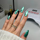 DND Diva 9D Cat Eye Gel Polish in Sea Glass shade showing the shimmering teal and blue color with glassball effect.