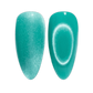 DND Diva 9D Cat Eye Gel Polish in Sea Glass shade with glassball effect, showing vibrant blue-green color and shiny finish.