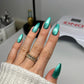 DND Diva 9D Cat Eye Gel Polish in Leopard Mint with glassball effect, featuring a striking cat eye design and vibrant green color.