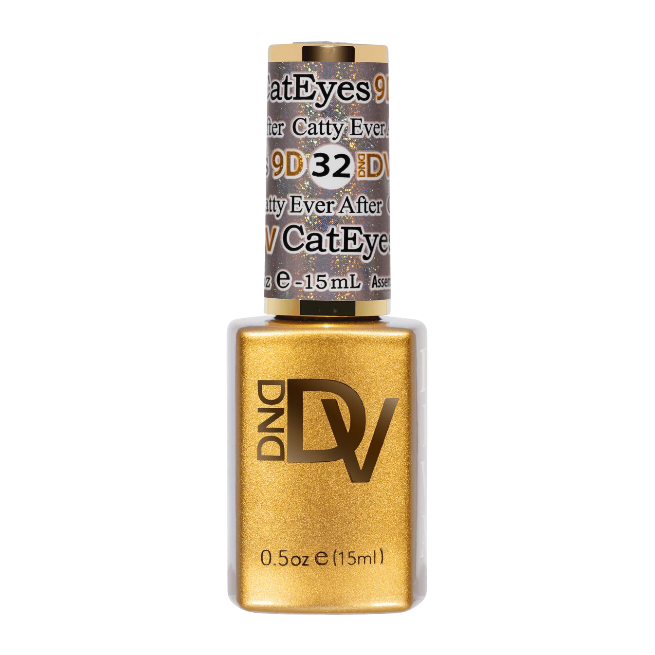 DND Diva 9D Cat Eye Gel Polish in shade Catty Ever After, featuring a glassball finish and vibrant cat eye effects.