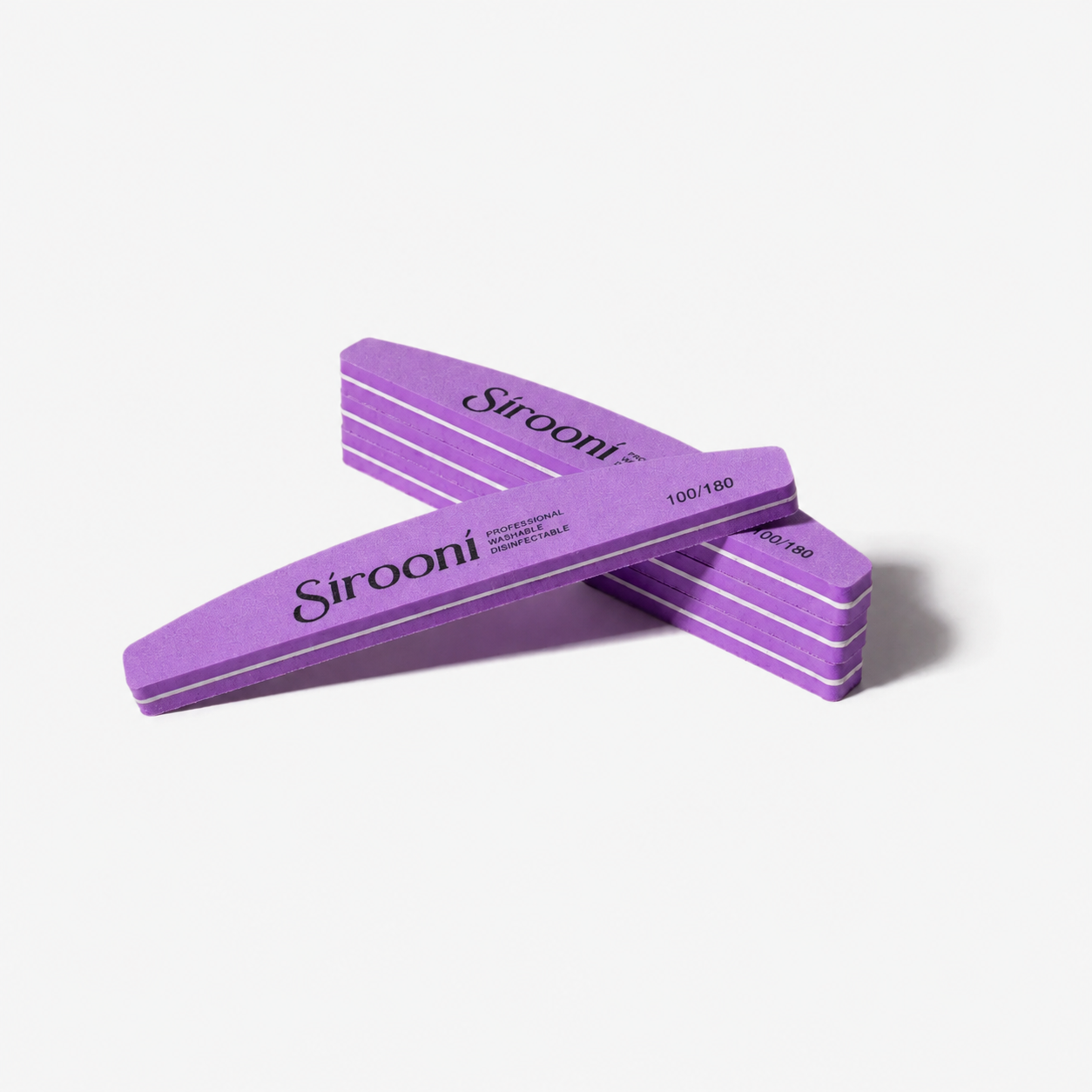 Sirooni Nail Buffer Half Moon Large - 100/180 Grit, 10 PCS Purple