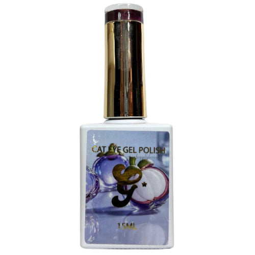 Gellicure Pro Cat Eye Gel by Sofi Art in Juicy Fruit Mangosteen shade, showcasing the vibrant, glossy gel nail polish in a close-up.