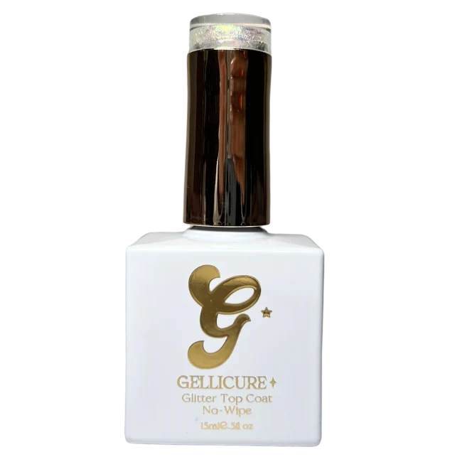 Gellicure Pro No Wipe Glitter Top Coat HEMA & TPO FREE 0.5oz - Gold Glitz #GT02
