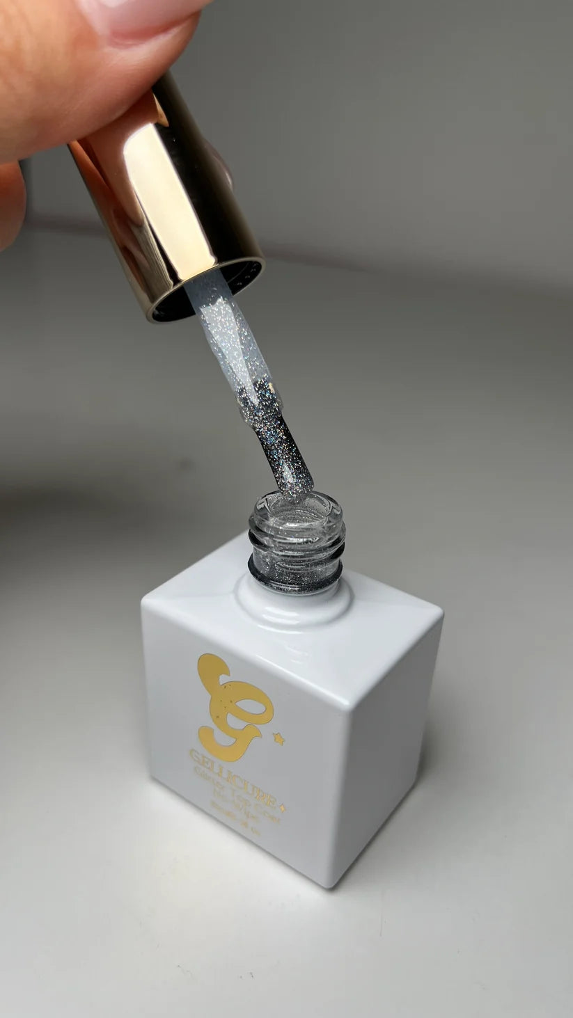 Gellicure Pro No Wipe Glitter Top Coat HEMA & TPO FREE 0.5oz - Holo Glitz #GT05