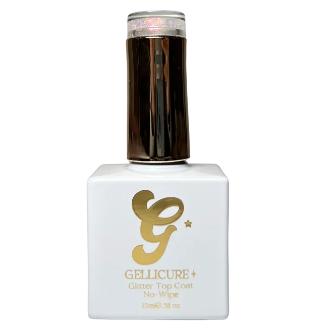 Gellicure Pro No Wipe Glitter Top Coat HEMA & TPO FREE 0.5oz - Fairy Glitz #GT07