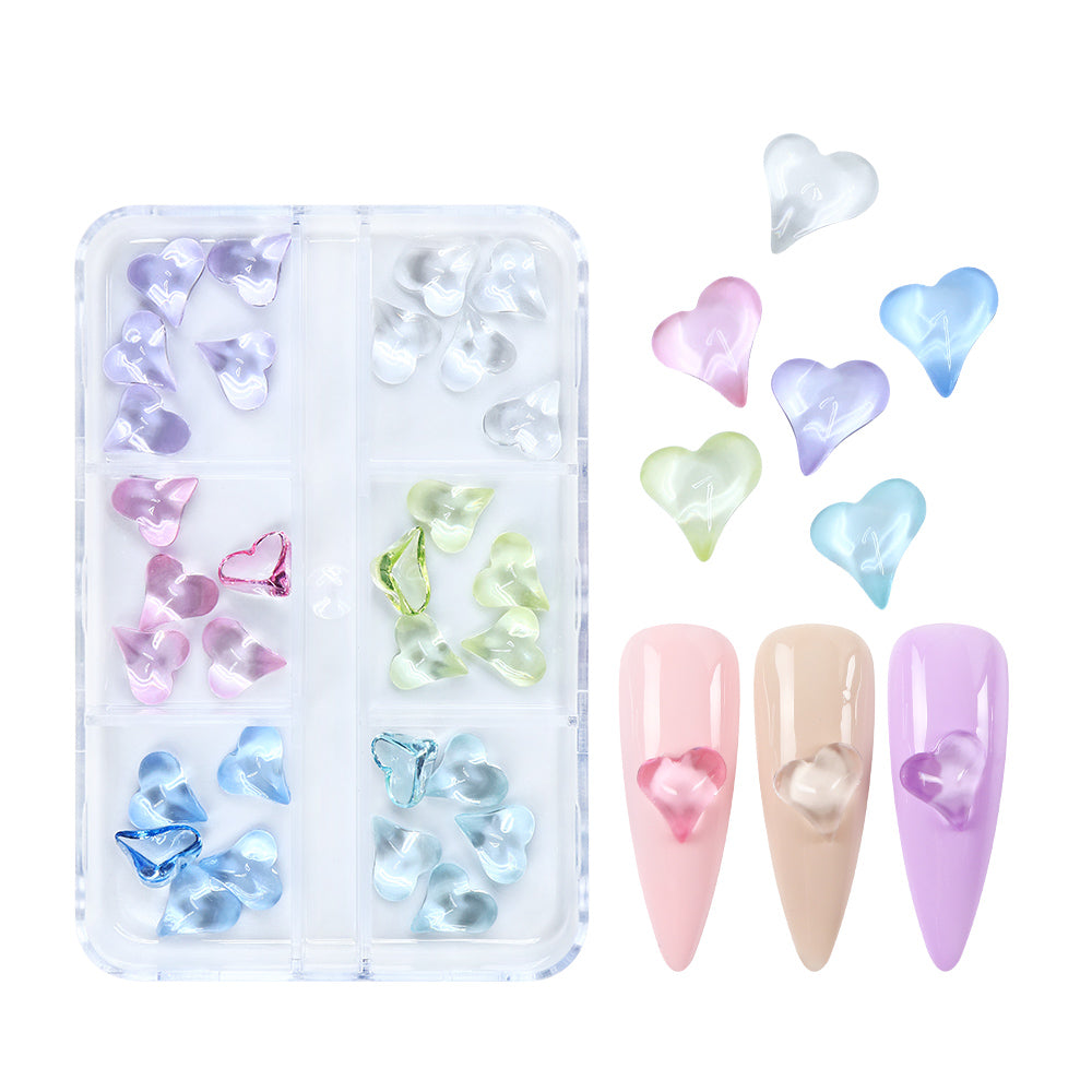 Heart Nail Art Resin Jewelry Transparent Crystals Rhinestones 1 Box - Universal Nail Supplies