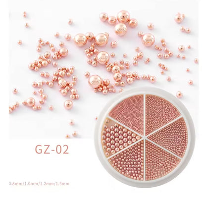UNS 6 Grids Nail Art Tiny Steel Caviar Beads 0.8-1.5mm Mixed Size 3D Design - Universal Nail Supplies