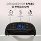 Black Kiara Sky Beyond Pro Rechargeable LED Lamp III for gel nail systems, shown with open lid and digital controls.