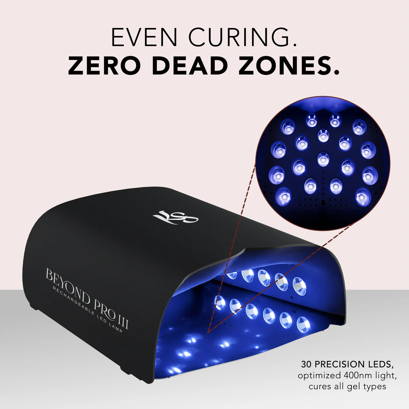 Black Kiara Sky Beyond Pro Rechargeable LED Lamp III for gel system curing, shown with sleek black design and digital controls.