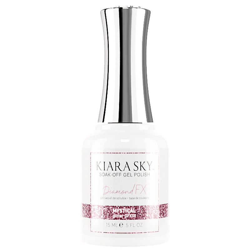 Clear Kiara Sky Diamond GelFX Mystical #GFX111 gel in a clear container, showcasing the product's packaging and branding.