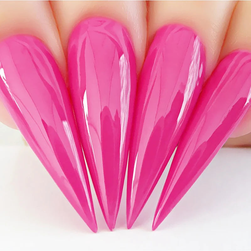 Kiara Sky Dip Powder Razzberry Fizz gel nail polish in a clear container with pinkish-purple dip powder.