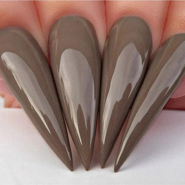 Kiara Sky Gel Polish in Country Chic shade, clear nail polish bottle with black cap, side view showing product label and color.