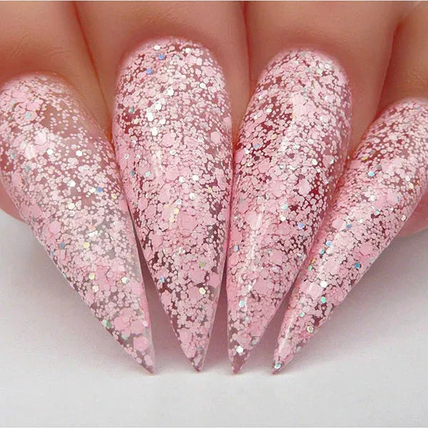 Kiara Sky Pinking of Sparkle gel nail polish in clear shade with pink glitter accents, 496GD, displayed in bottle.