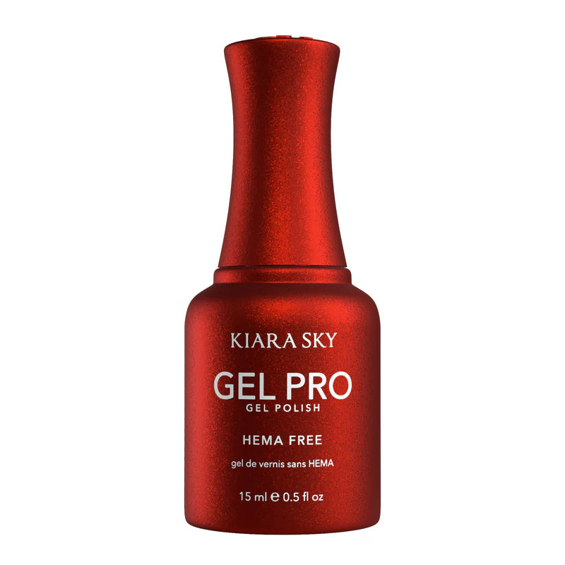 Kiara Sky Gel Pro Polish Flying Sparks HEMA-Free and TPO-Free gel polish with shimmering finish, showcased in a professional bottle.