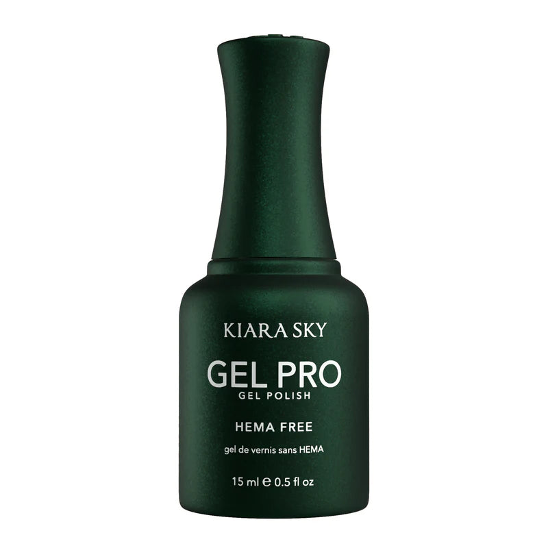 Kiara Sky Gel Pro Polish HEMA-Free & TPO-Free Glamouflage HFG131 gel polish bottle with label, dark color, and applicator brush visible.