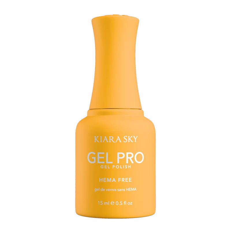 Kiara Sky Gel Pro Polish Had Me At Yellow HEMA-Free and TPO-Free gel nail polish in bright yellow, shown in a bottle with vibrant color.
