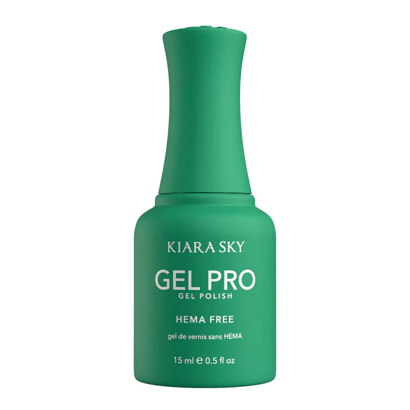 Kiara Sky Gel Pro Polish HFG080 in Perfect Lawn, a vibrant green HEMA-free gel nail polish displayed in a bottle.