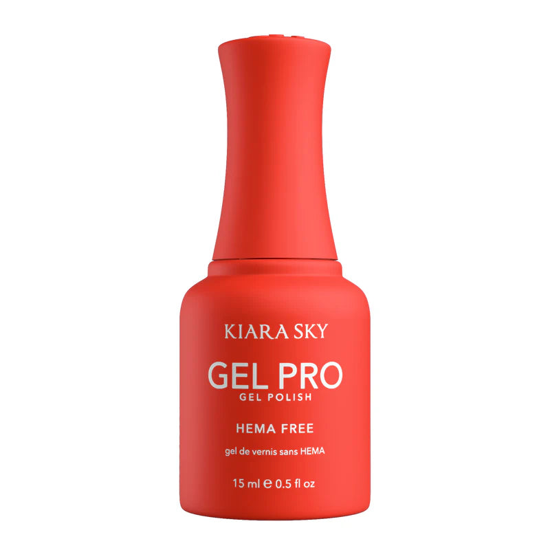 Kiara Sky Gel Pro Polish Scarlet Blaze HEMA-Free and TPO-Free gel polish in a vibrant red shade, with a smooth, glossy finish.