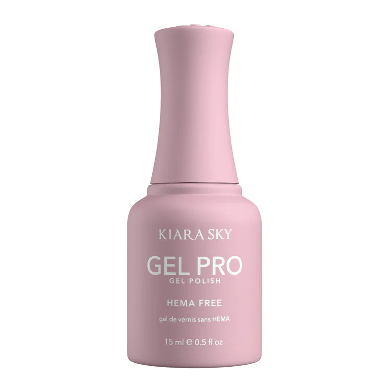 Kiara Sky Gel Pro Polish Whisper HFG004 HEMA-Free and TPO-Free gel polish with a soft, neutral color on a nail display.