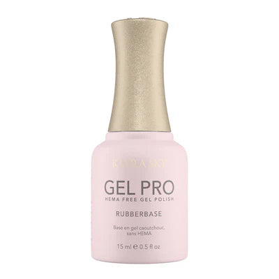 Kiara Sky Gel Pro Polish Rubberbase HEMA-free gel polish in a sleek bottle, designed for durable, flexible gel manicures.