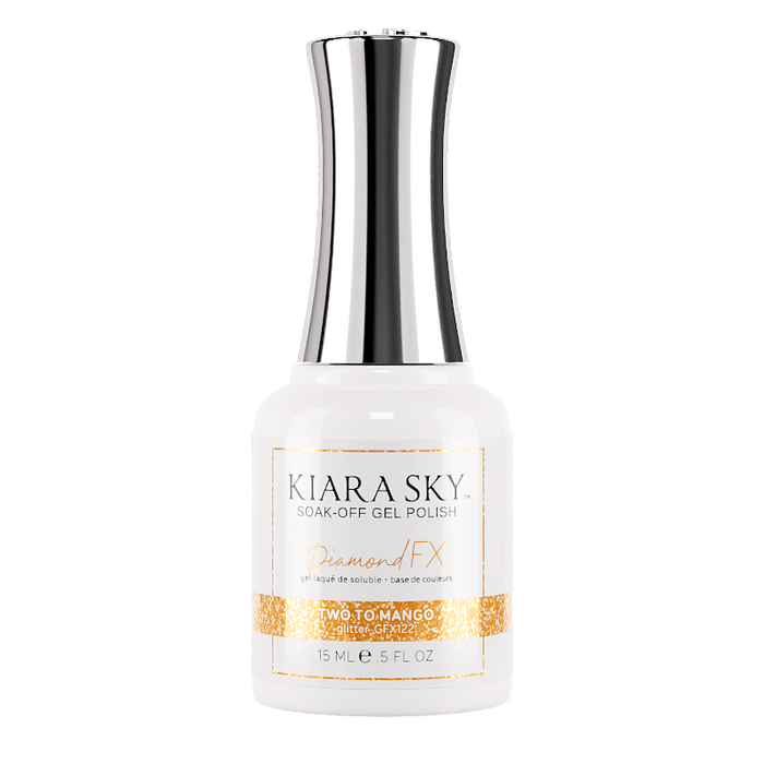 Kiara Sky DiamondFX Brights Gel Polish in Two To Mango GFX122 from the DiamondFx Brights Collection, showing vibrant nail color.