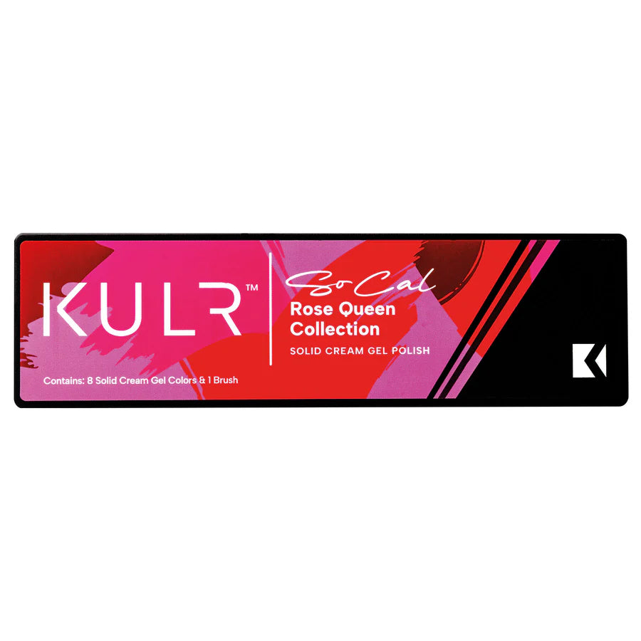 Kupa KULR Rose Queen Collection solid cream gel nail polish bottle with pink and rose design on front.