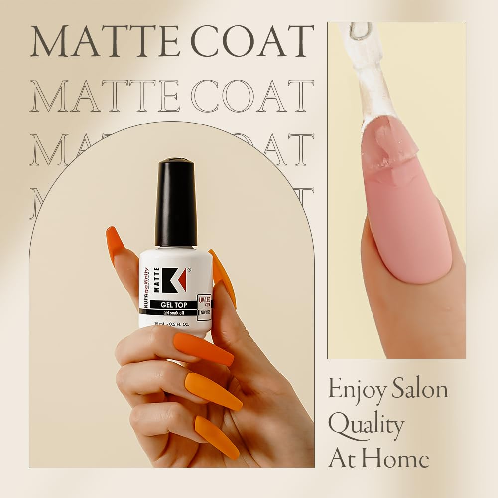 Kupa Gel Matte Top Coat - No Wipe 0.5oz - Universal Nail Supplies