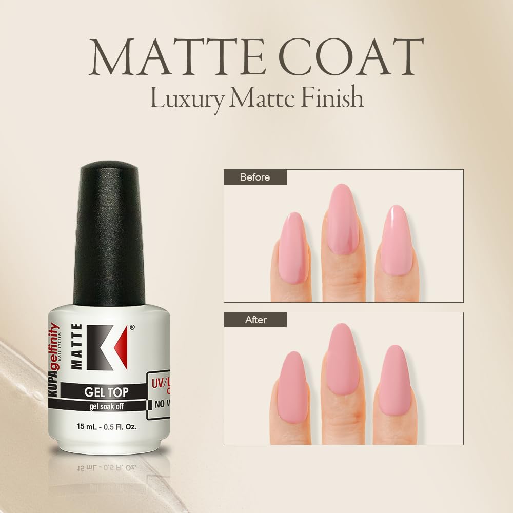 Kupa Gel Matte Top Coat - No Wipe 0.5oz - Universal Nail Supplies