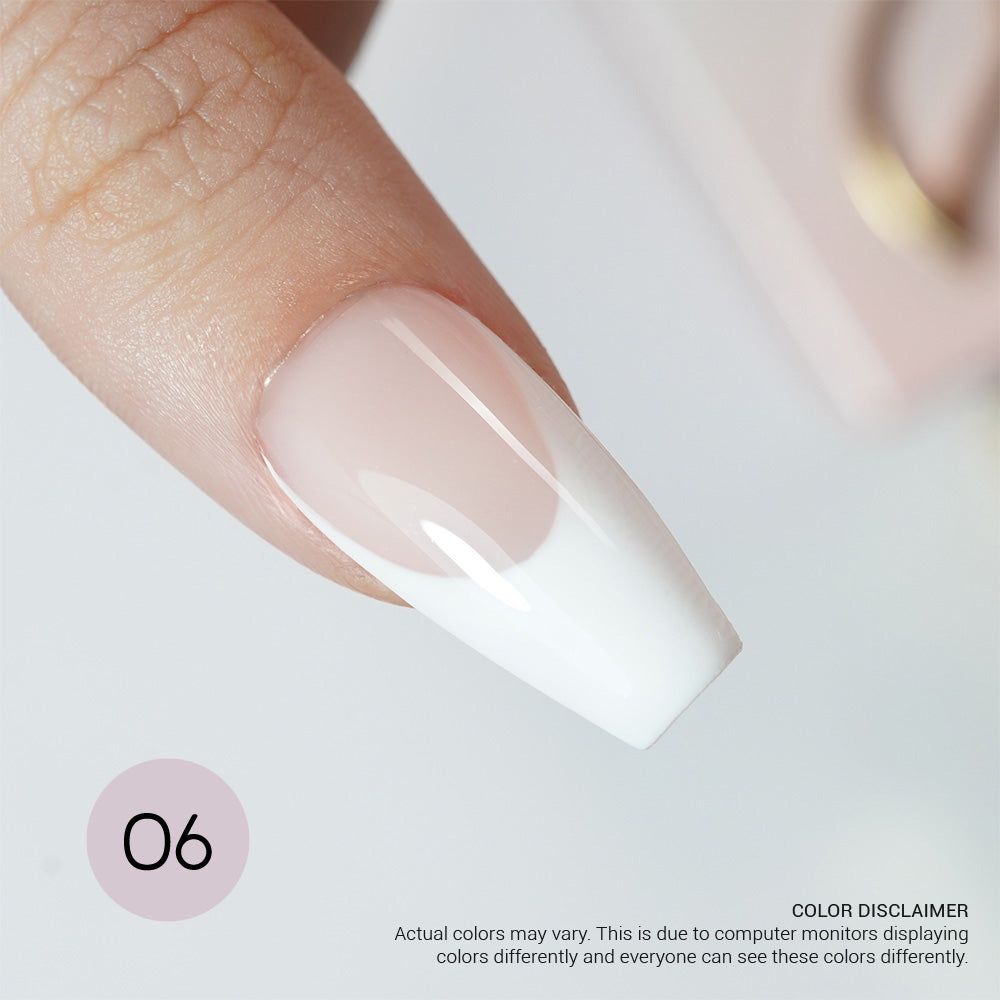 LAVIS Builder Gel in pastel mellow shade, 15ml bottle, showcasing the gel polish with smooth, glossy texture and branding details.