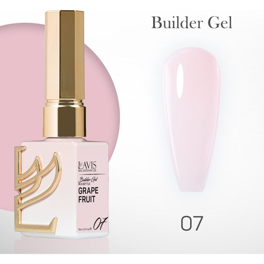 LAVIS Builder Gel In The Bottle - B07 Grape Fruit - Gel Polish 15ml - Universal Nail Supplies